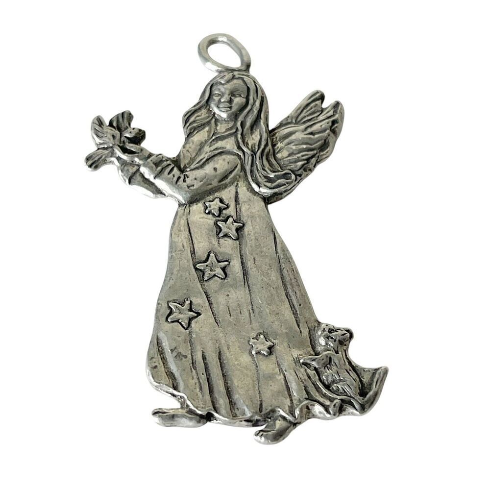 Vintage Seagull Canada 1992 Pewter Pendant Angel Necklace Ornament Keychain - Picture 15 of 16